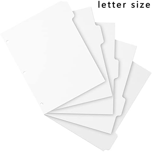 3 טבעת קלסר חוצצים עם 5-כרטיסיות עבור מכתב גודל, 1/5 לחתוך, 3-חור אגרוף, ריק קראפט נייר מדד חוצצים 8.5
