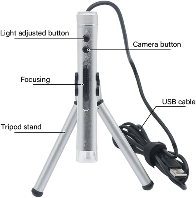 אביזרי מיקרוסקופ 500X מיקרוסקופ דיגיטלי USB, מגדלת תאורת LED, כף יד 2MP גלאי וידאו מעבדת מעבדת מתכלים