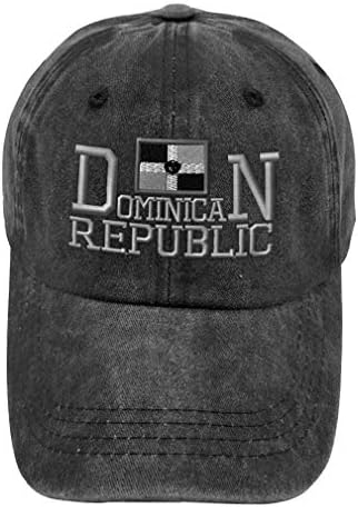 בציר שטף כובע הרפובליקה הדומיניקנית שחור לבן ב רקמה כותנה אבא כובעים לגברים & מגבר; נשים אבזם הסגר שחור