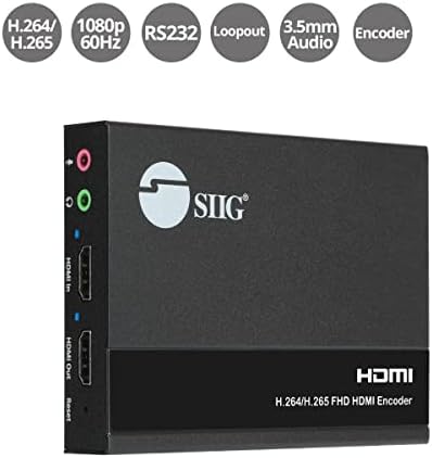 SIIG H.265 H.264 HDMI IPTV מקודד 1080P 60Hz, Loopout, מיצוי שמע/הטמעת שמע, GUI, זרם חי/שידור ליוטיוב, פייסבוק,