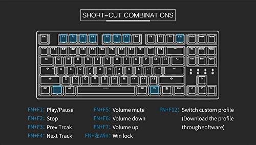 Durgod Taurus K320 TKL מקלדת משחק מכני - 87 מקשים - Shot כפול PBT מהירות דובדבן כסף / לבן