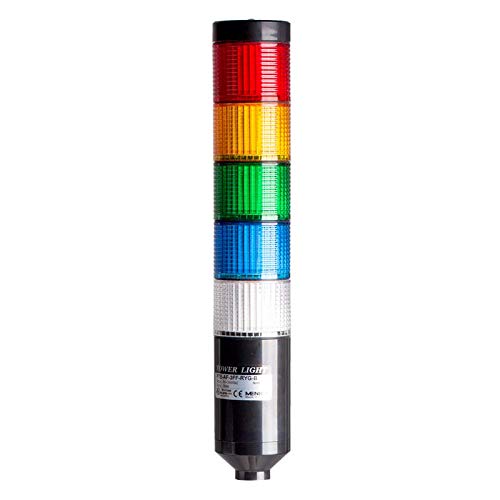 PTE-AF-5FF-RYGBC-B, אור מגדל ערימה LED, 56 ממ אדום/צהוב/ירוק/כחול/צבע צלול 5 ערימה מודולרית, יציבה/פלאש,