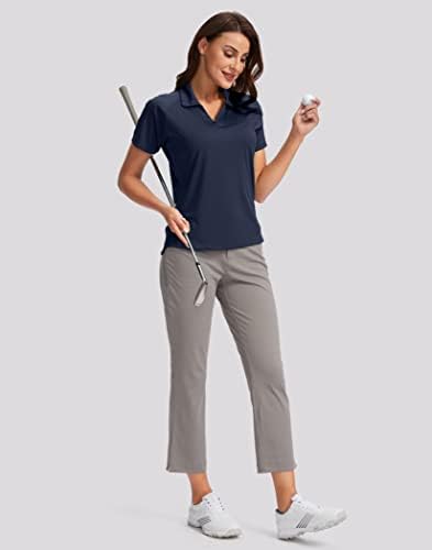 חולצת גולף לנשים Obla יבש בכושר V צווארון V שרוול קצר צמרות טניס upf50+ צווארון חולצות פולו גולף לנשים