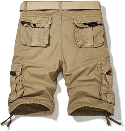 מכנסי מטען לגברים, גברים רגועים בכושר קל משקל משקל חיצוני מכנסי מטען קצרים מכנסי כפתור רוכסן ישרים עם כיסים