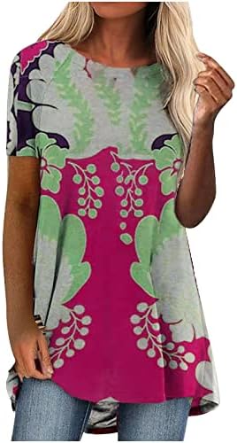 נשים מודפסות צמרות קיץ שרוול קצר שרוול ארוך חולצות טריקו צוואר עגול זורם זורם חולצת חולצת חולצה
