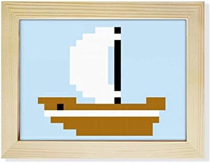 Diythinker Summer Sip Ship Sea Pixel שולחן עבודה מסגרת תמונה תמונה קישוט לאמנות ציור 6x8 אינץ '
