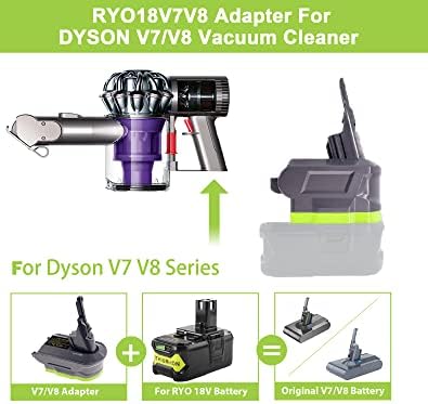 TPDL עבור מתאם Dyson V7/V8 עבור Ryobi 18V Lithium Lithium, ממיר סוללות 2 ב -1 עבור Dyson V7/V8 שואב ואקום