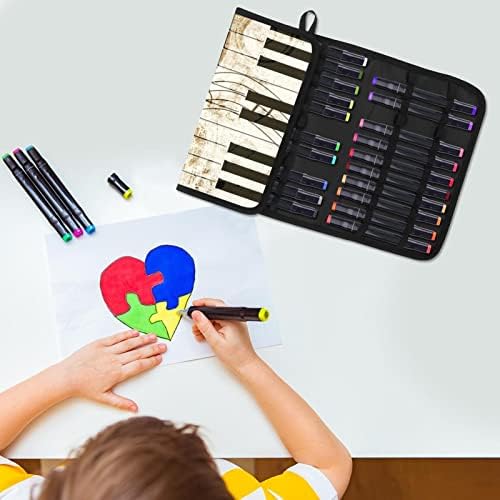 Coerotkr Pencil Case, כיס עפרון, תיק עיפרון, אסתטיקה של עפרון, תווים מוזיקליים מוסיקה אמנות פסנתר