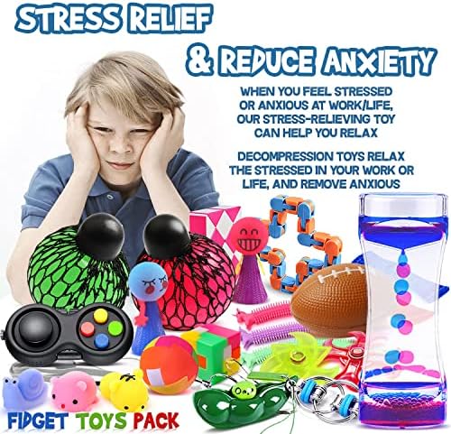 חבילת צעצועים של Dciko Filedget Toys, 30 יח 'הצעצועים חושיים להקלה על לחץ לילדים מבוגרים בנים בנות ADHD הוסף אוטיזם
