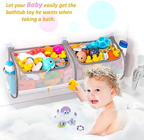 2-ב-1 אמבטיה צעצוע אחסון כפול קיבולת אמבטיה צעצוע מחזיק עוזר אמבטיה צעצוע אחסון לאמבטיה סיווג, אמבטיה