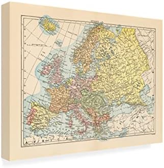 אמנות סימן מסחרי 'מפה של אירופה' אמנות בד מאת תיק תפוחים פראי 18x24