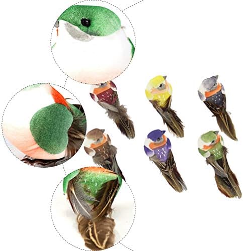 6 יחידות ציפורים מלאכותיות ציפורים נוצות ציפורים מקצף מדומה, קישוט עץ חג המולד קישוט עם קליפ בית חיצוני