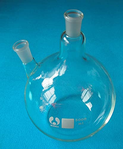 דינגלב 5000 מל, 24/40,2 צווארון, תחתית שטוחה, בקבוק זכוכית, 5L, צוואר תאומים, כלי מעבדה