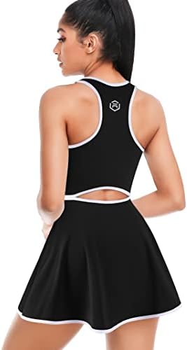 שמלת אימון שמלת טניס של אטרקו נשים עם מכנסיים קצרים ושמלת גולף ספורתית ספורתית ללא שרוולים מובנית