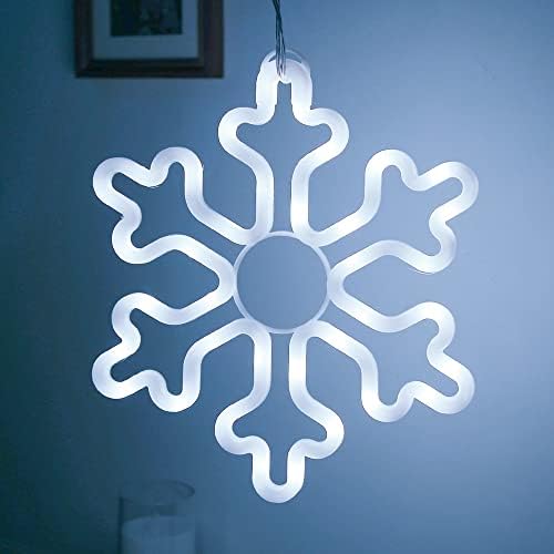 קישוטי חג המולד אורות חיצוניים, אורות פתית שלג של 4 יחידים, קישוטי חג המולד של פתית שלג 11.4 אינץ