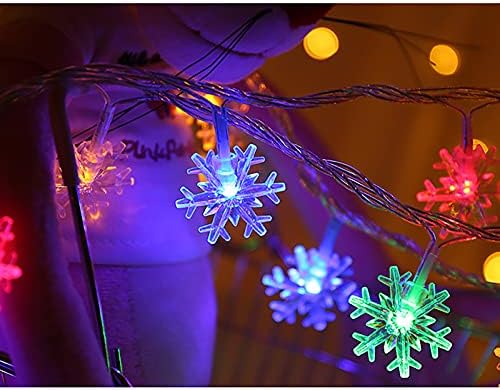 Accueill חג המולד 20ft 40 נוריות LED אורות מיתר פתית שלג, סוללה המופעלת על 2 מצבים אורות פיות, מקורה