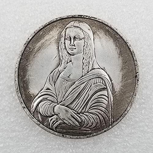 מלאכה עתיקה איטליה מונה ליסה פליז מכסף מצופה לעשות מטבע ישן מזכר