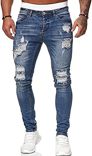 מכנסי ג'ינס זפוטיים לגברים רזים מתאימים לאופנה מזדמנת מכנסי טרקלין