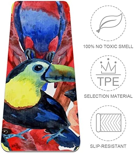 עבה החלקה תרגיל & מגבר; כושר 1/4 יוגה מחצלת עם ציפורים טרופיות צבעוני הדפסת עבור יוגה פילאטיס & רצפה כושר