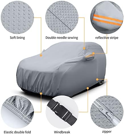 GXT אטום לרוח ועטוף אבק רכב שטח רכב לשטח חיצוני ומקורה, 3 שכבות בד כבד נושם עם הגנה על UV, התאמה אוניברסלית לרכב