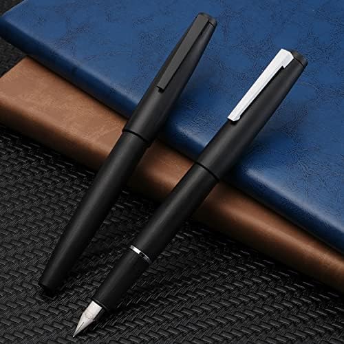 2 יחידות ג ' ינהאו 80 שחור מוברש עט נובע סיבי פחמן עם ממיר דיו, 0.3 ממ ציפורן עט כתיבה סט