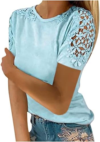 ליידי כותנה תערובת חולצה נשים קיץ קצר שרוול חולצות נוחות צבע בגדי טרנדי צוות צוואר פסים טי לנשים