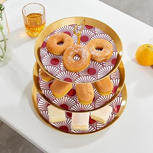 עוגת עומד סט של 3, יפני חרצית חלקה דפוס הכן תצוגת שולחן קינוח דוכן הקאפקייקס לחתונה תינוק מקלחת חגיגה