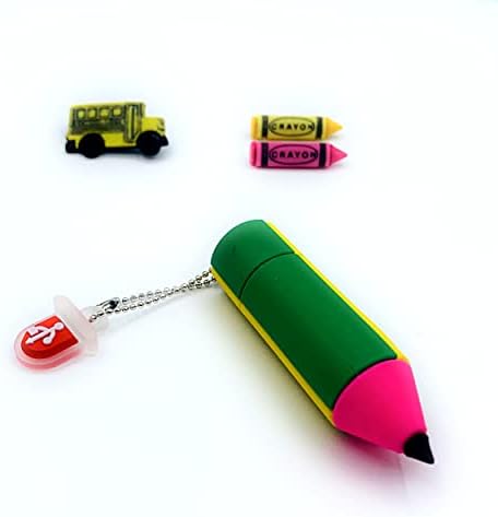 כונן פלאש USB לתלמידים - כונן עט ירוק וצהוב - קפיצה כונן למבוגרים צעירים - חזרה לבית הספר כונן