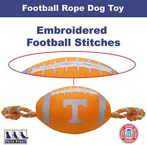 חיות מחמד ראשונות NCAA טנסי מתנדב צעצוע של כלבי כדורגל, חומרי ניילון באיכות קשה, חבלים משיכה חזקים,