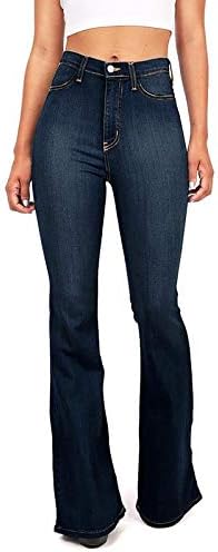 ג'ינס מתלקח LMSXCT לנשים, מכנסי ג'ינס רזים של מותניים במותניים גבוה
