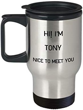 אני טוני ספל נסיעות שם ייחודי מתנת כוס מתנה לגברים נשים 14oz נירוסטה