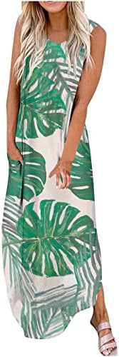 WPOUMV שמלות קיץ לנשים ללא שרוולים צוואר עגול שמלת מקסי