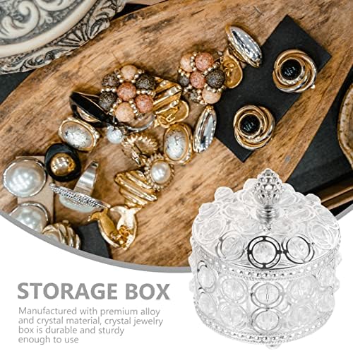 עיצוב וינטג 'עיצוב גביש קופסת תכשיטים קופסת אוצר שיקוף, עגילי טבעות מארגן אחסון שרשרת עם מכסה ללידה
