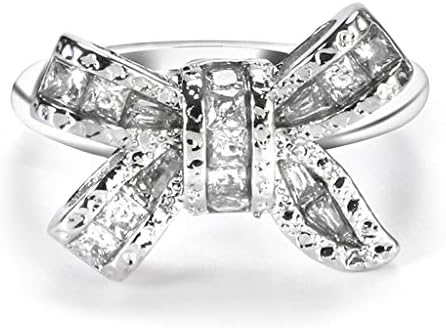 נשים אופנה כסף לבן ספיר קשת טבעת חתונה אירוסין תכשיטי מתנה טובה לחברה, החבר, משפחה