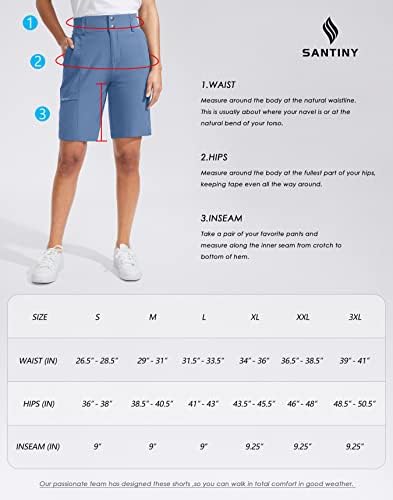 סנטיני נשים של גולף טיולים מכנסיים 9 גבוהה מותן מהיר יבש ברמודה ארוך מכנסיים קצרים לנשים עם רוכסן כיסים