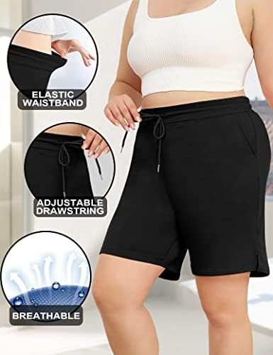 מכנסיים קצרים בגודל של Foreyond Plus לנשים אימון ליוגה אימון אימון מכנסי זיעה ספורטיביים עם כיסים