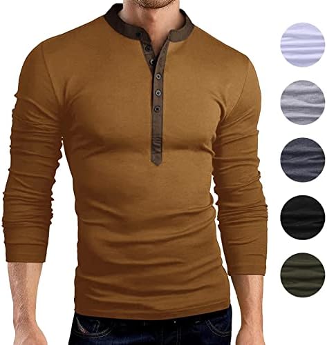 חולצות טריקו של צוואר כפתור XZHDD לגברים, שרוול ארוך אביב הנלי נגד צוואר טשטוט אימון דק-כושר