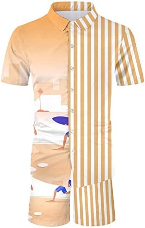 BMISEGM Slim Fit חליפות לגברים Mens Summer אופנה פנאי הוואי חוף הים החוף דיגיטלי דפוס תלת מימד שרוולים