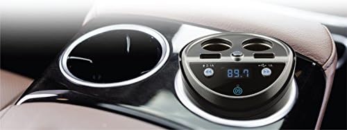מכונית ונהג Bluetooth FM משדר מחזיק לרכב לרכב עם יציאות טעינה מהירות USB מובנות כפולות ושקעי חשמל מצית 12