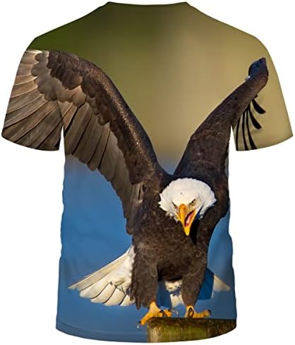 Liohans קיץ 3D Animal Eagle Crew Neck Top Print Print Unisex חולצת טריקו