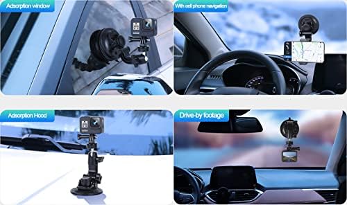 מכונית מצלמה כוס יניקה של מכונית המצלמה לגיבור GoPro 10 9 8 7 6 5 4 SJCAM DJI OSMO עם מתאם חצובה