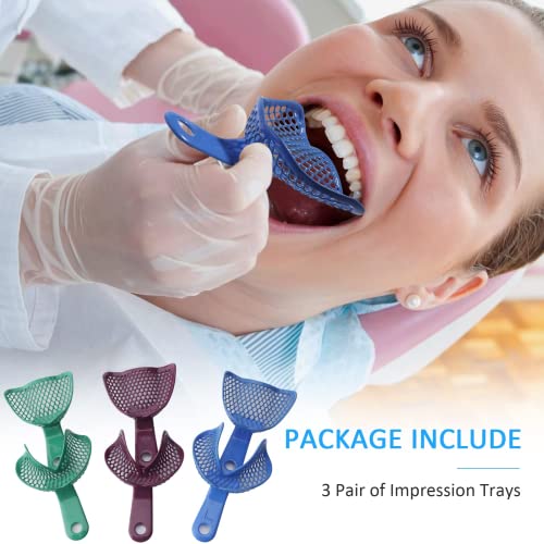 6 יחידות שיניים פלסטיק מצופה מתכת שחצן לסתות רושם מגש ס / מ / ל גודל עבור סיליקון רושם חומר