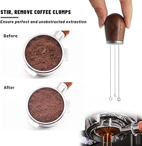 כלי קפה מחט מפיץ עץ ידית אספרסו פילוס סטירר עם מחזיק קפה אבקת ערבוב כלי עבור אספרסו הפצה