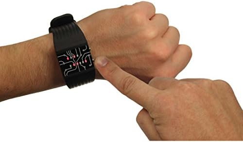 שעון יד בינארי דיגיטלי לאנשי מקצוע עם נורות לד-שעון דיגיטלי שחור המתאר את הזמן כקוד בינארי