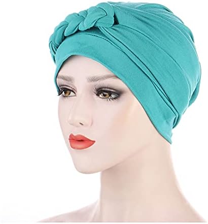 נשים מעוות טורבן מוסלמי מוצק צבע כפת כובע כיסוי ראש אופנה מסוקס שיער מכסה לנשים למתוח בארה ' ב