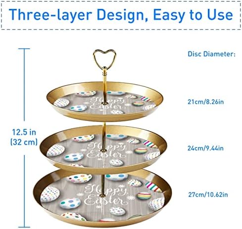 3 קומות עגול עוגת סטנד הגשת מגש עם פסחא מצחיק ביצי זהב אלגנטי דקורטיבי דוכן הקאפקייקס קינוח פירות צלחות לחתונה
