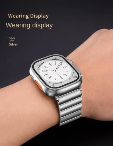 להקת Danmus Titanium תואמת ל- Apple Watch Ultra Band 49 ממ טיטניום רצועת שעון מתכת עם אבזם מעוקל