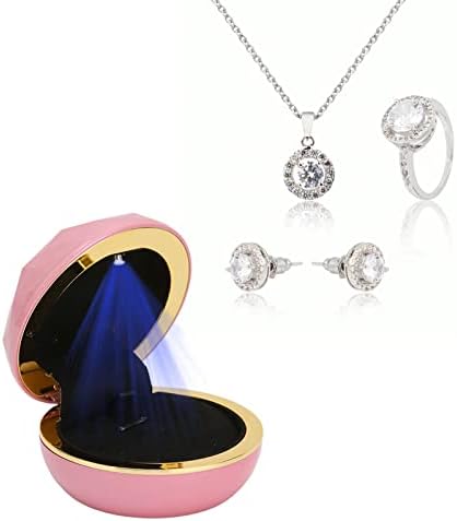 תיבת טבעת עגולה של טמישיון עם אור LED, קופסת טבעת אור אירוסין מוארת קופסה בסגנון אלגנטי לרומנטיקנים לחתונה