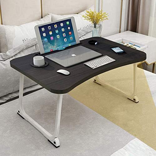 שולחן מיטת מחשב נייד MGSTEN, שולחן מחשב נייד נייד XXL עם מחזיק כוס, שולחן כתיבה מתקפל עם מגירה, מגש שולחן