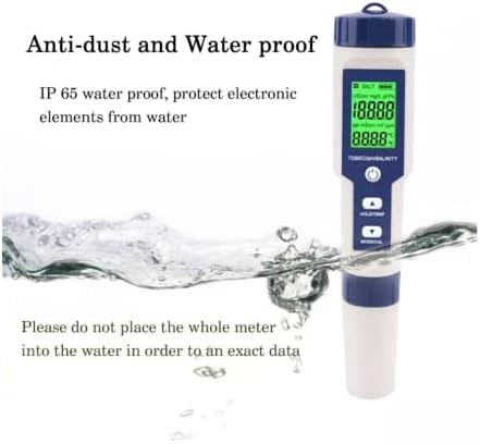 MARINECOLOR PH מליחות TDS EC טמפרטורה מד טמפרטורה איכות מים דיגיטלית 5 ב 1 עט בודק מוניטור למיכל